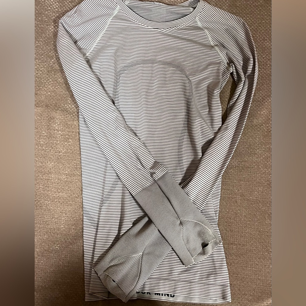 Lululemon Athletica Striped Long Sleeve Top in Gray